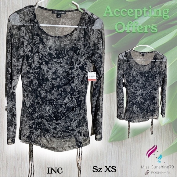 INC International Concept NEW - Sz XS - 2pc tank top and paisley mesh top layer - Picture 1 of 7